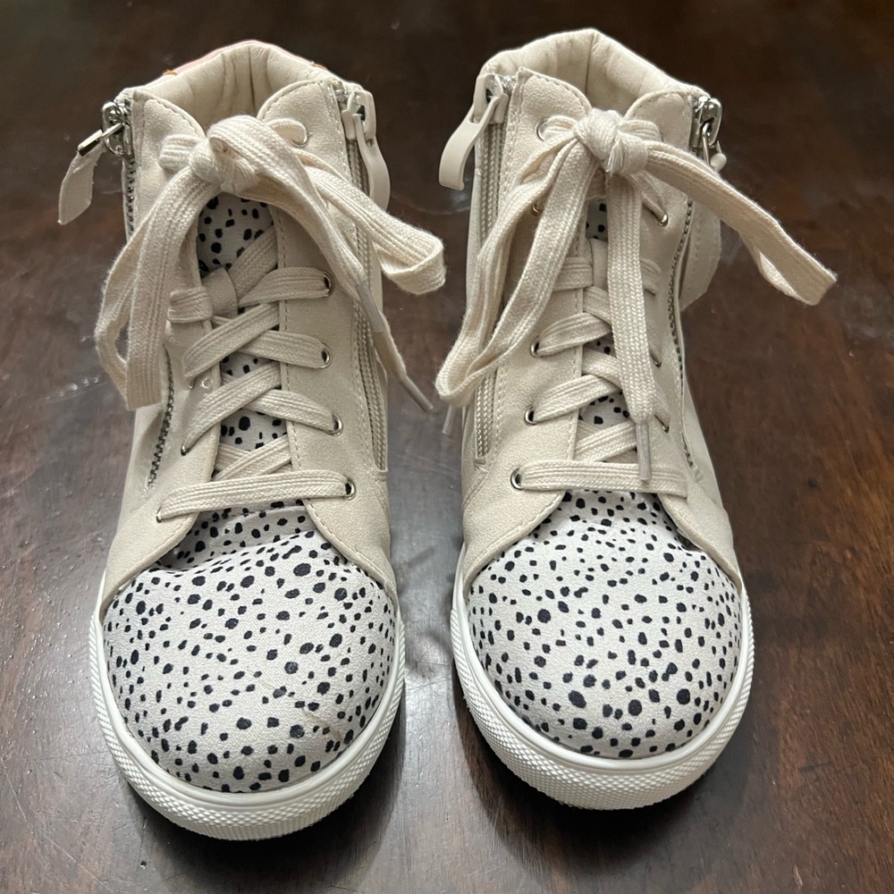 Stylish Cream and Black Kids Sneakers